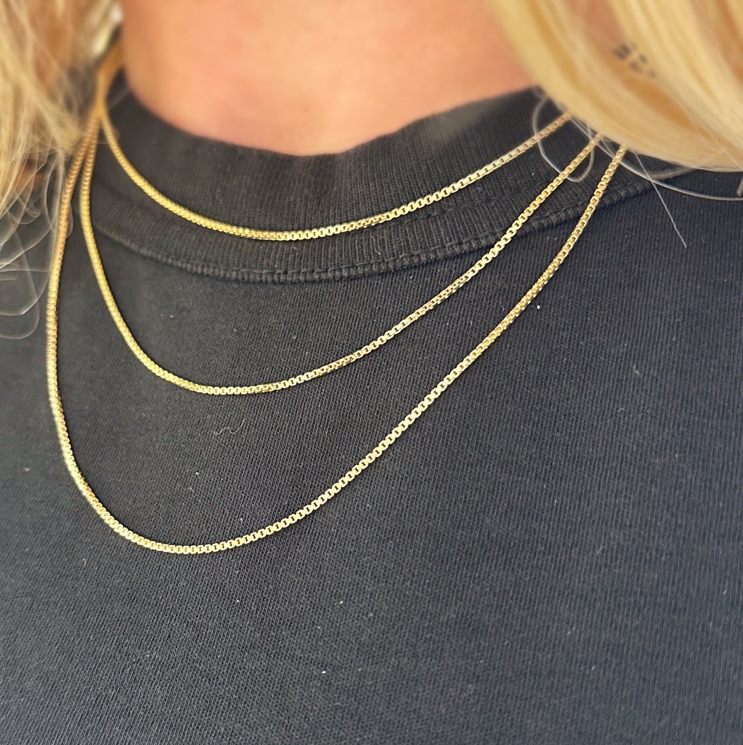 1mm Box Chain 18K Gold Filled Necklace