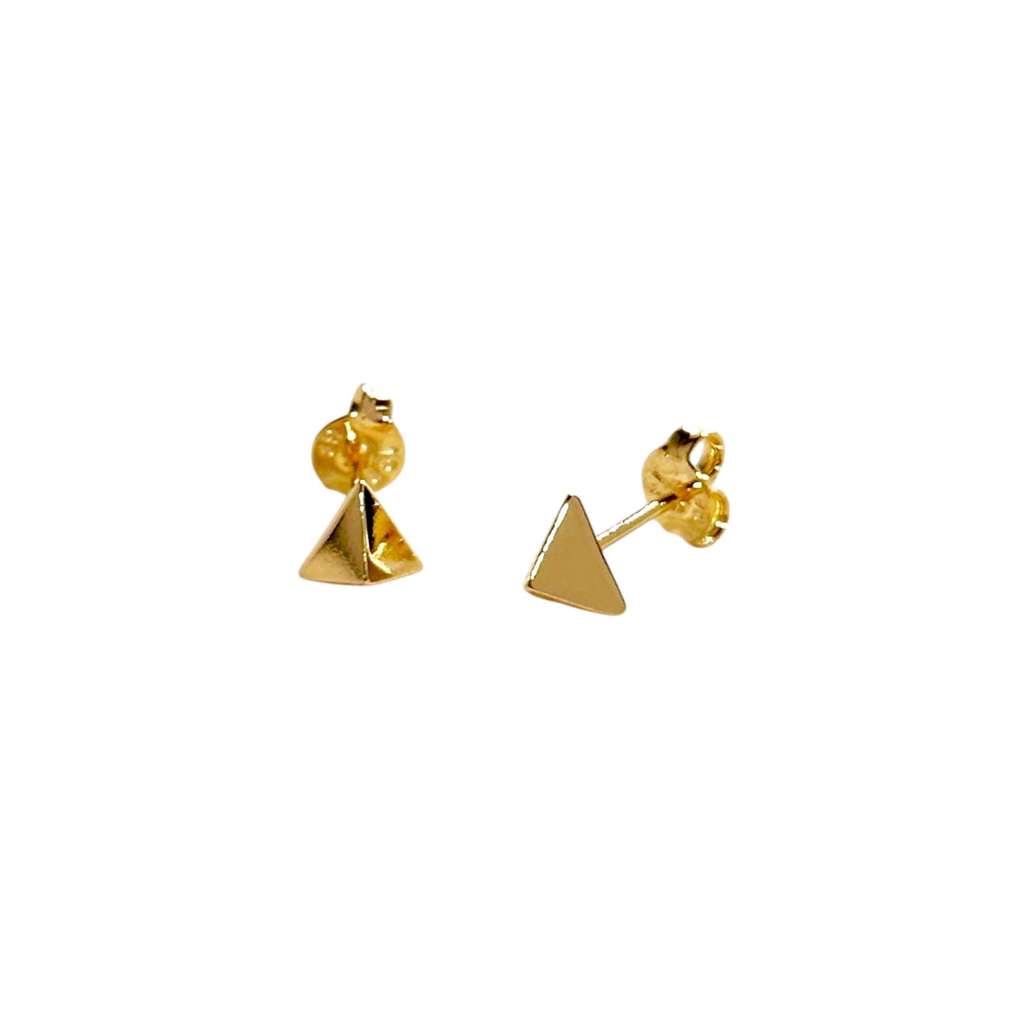 Faceted Triangle Studs 18k Gold Filled Earrings