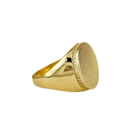 CZ Brushed Dome 18k Gold Filled Ring