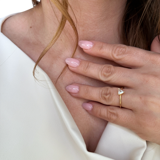 Triangle Cut CZ Solitaire 18k Gold Filled Ring