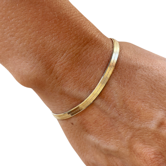 4mm Herringbone Chain 18K Gold Filled Bracelet