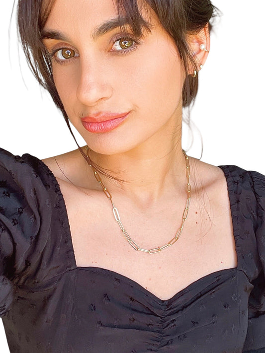 4.5mm Classic Paperclip Link Chain 18k Gold Filled Necklace