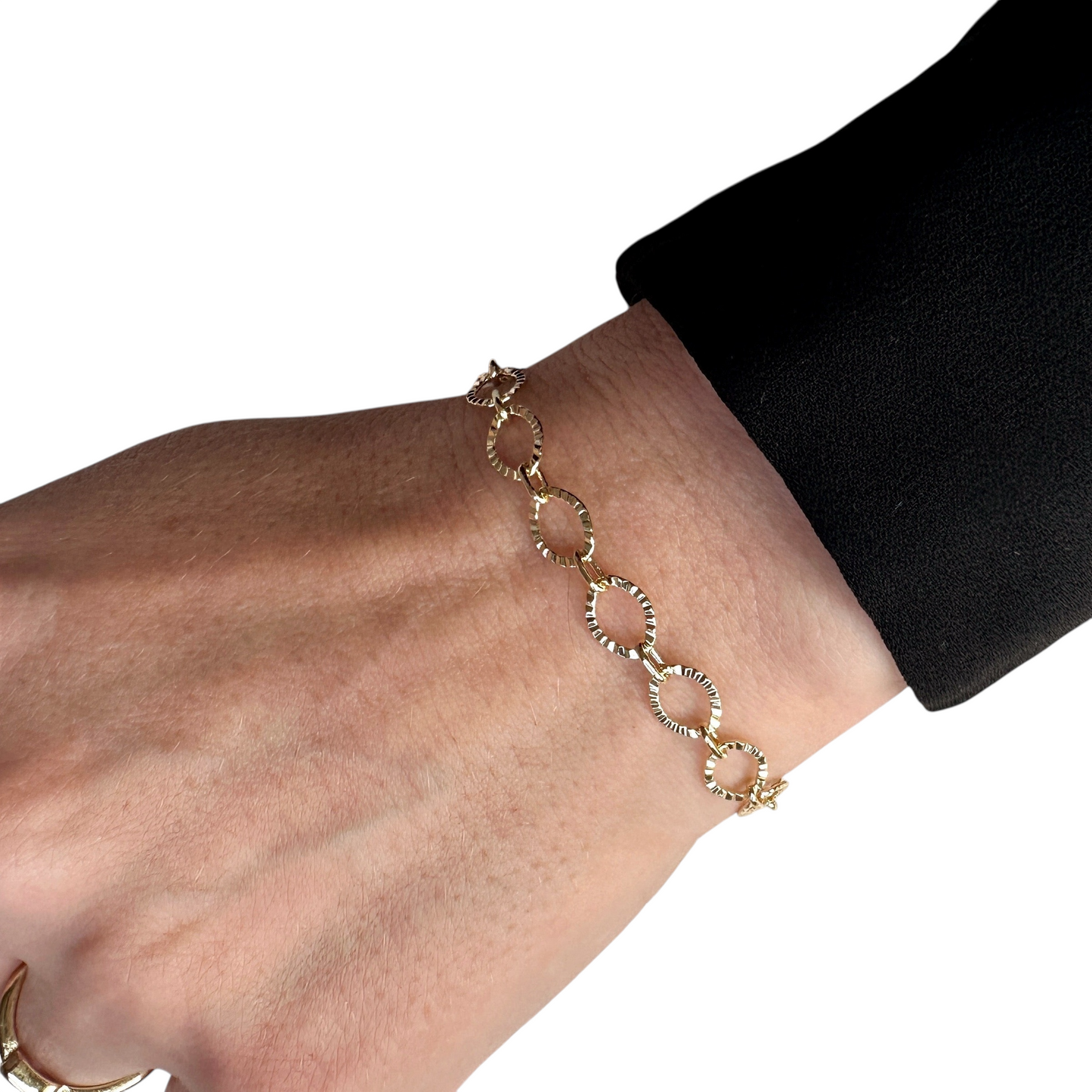 Diamond Cut Link Chain 18k Gold Filled Bracelet