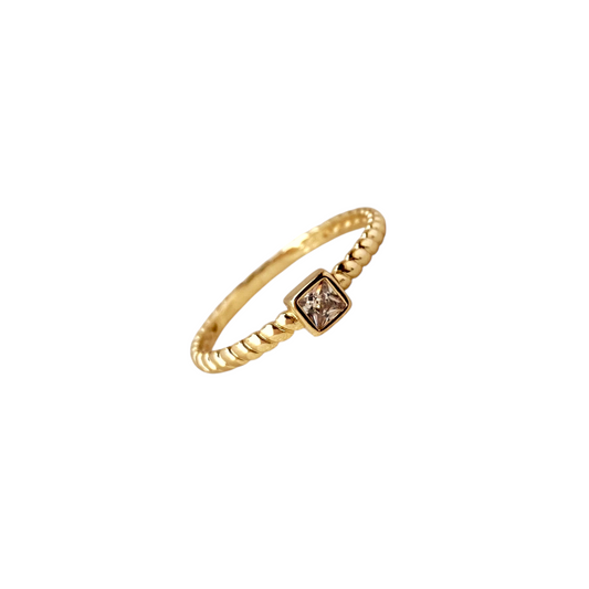 CZ Twisted Solitaire 18k Gold Filled Ring