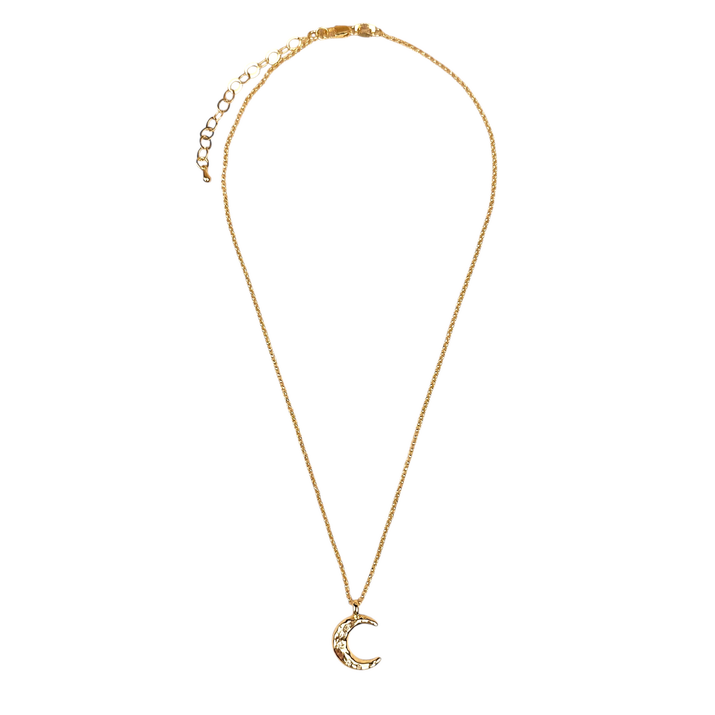 20mm CZ Hammered Crescent Moon 18k Gold Filled Necklace