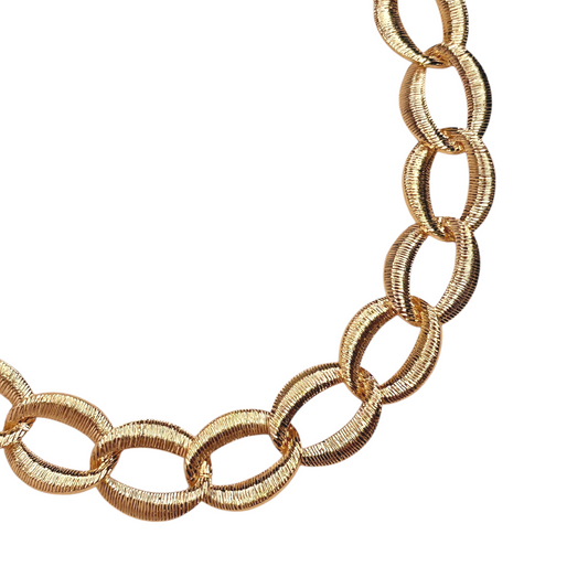 Textured Oval Link Chain 18K Gold Filled Bracelet