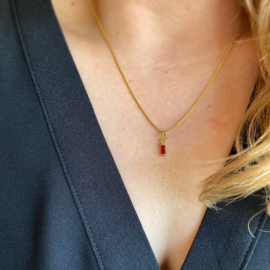 10mm Baguette Birthstone CZ 18K Gold Filled Pendant
