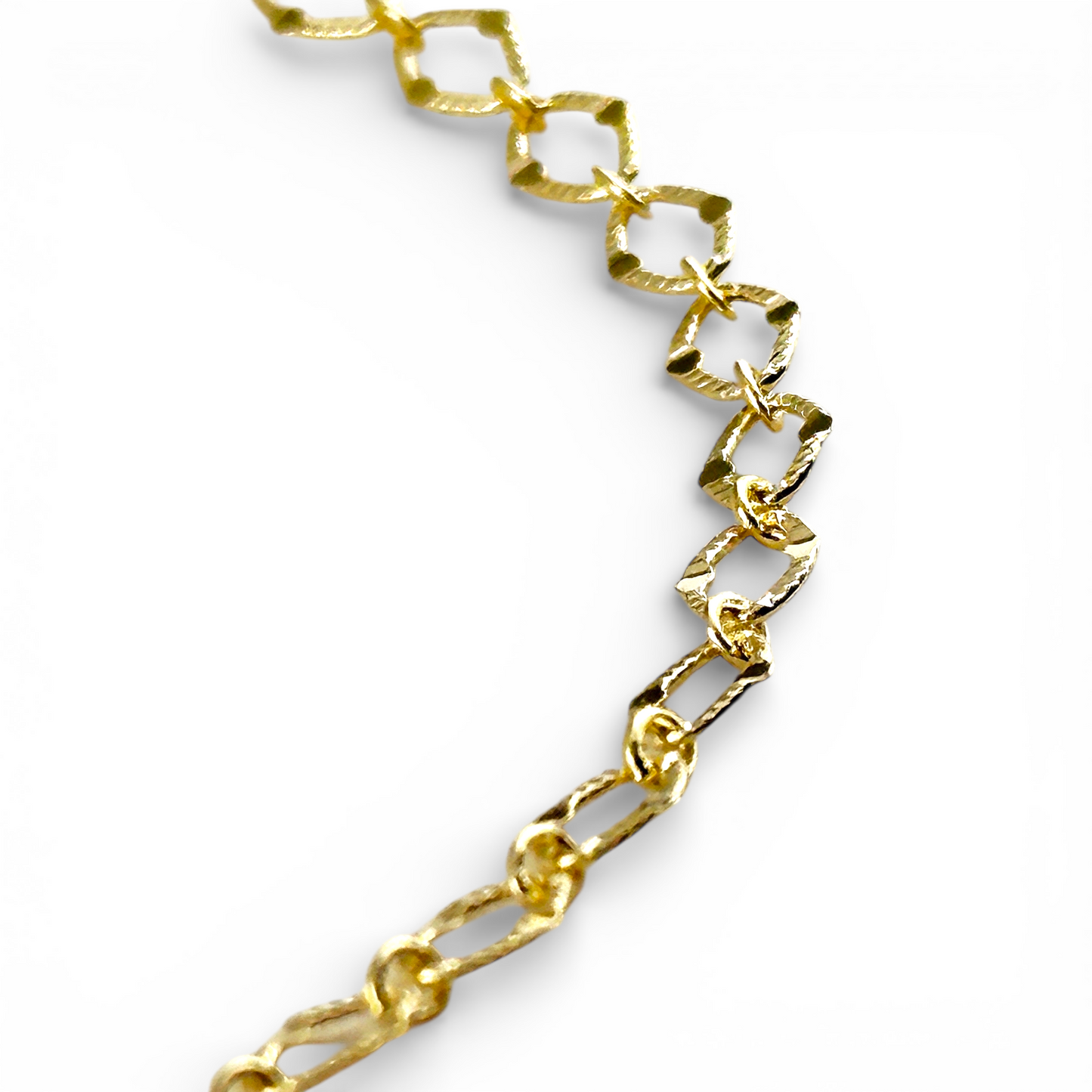 Diamond Cut Marquise Link Chain 18k Gold Filled Necklace