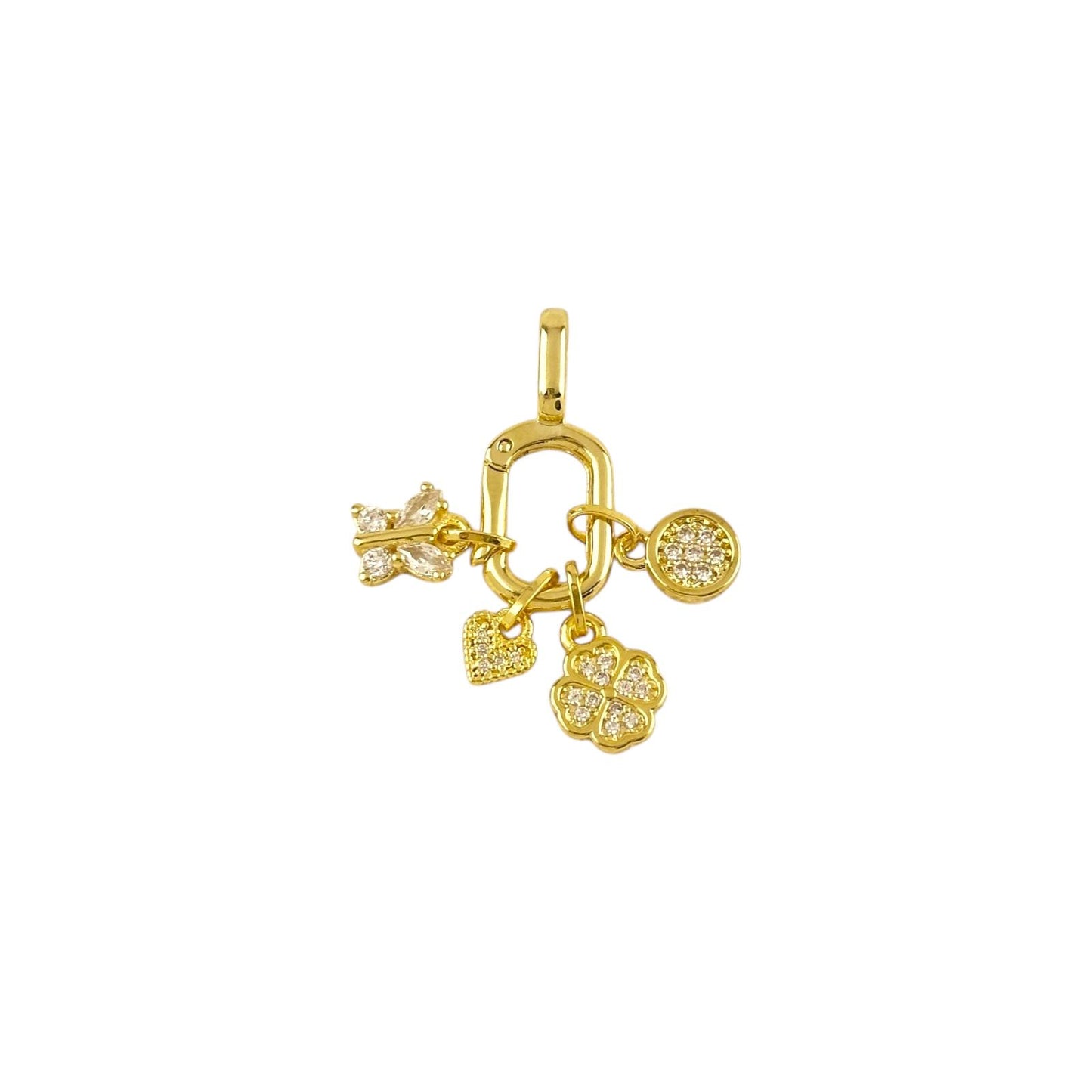 12mm CZ Lucky Clover 18k Gold Filled Pendant