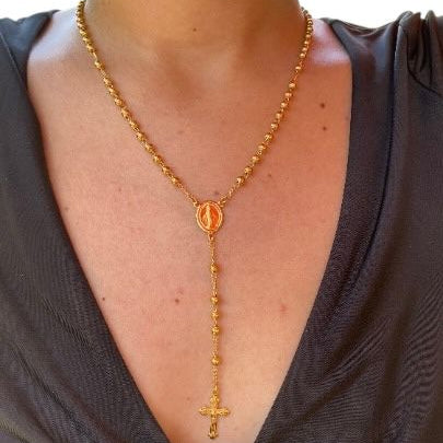 4.5mm Beads Rosary 18k Gold Filled Necklace