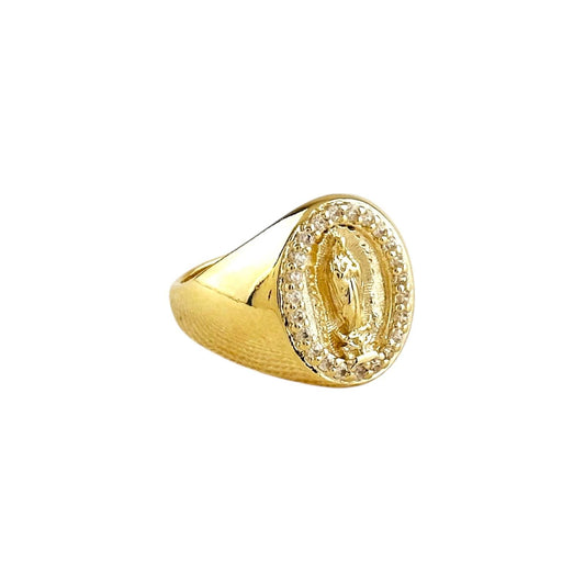 CZ Our Lady of Guadalupe Medal 18k Gold Filled Ring
