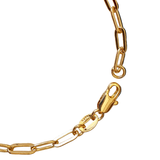 3mm Paperclip Link Chain 18k Gold Filled Bracelet
