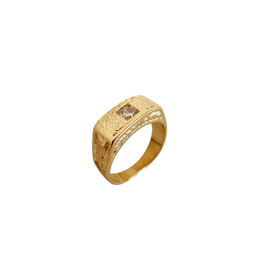 CZ Geometric Signet 18k Gold Filled Ring