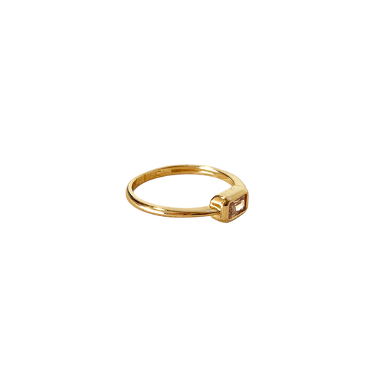 CZ Rectangle Solitaire 18k Gold Filled Ring