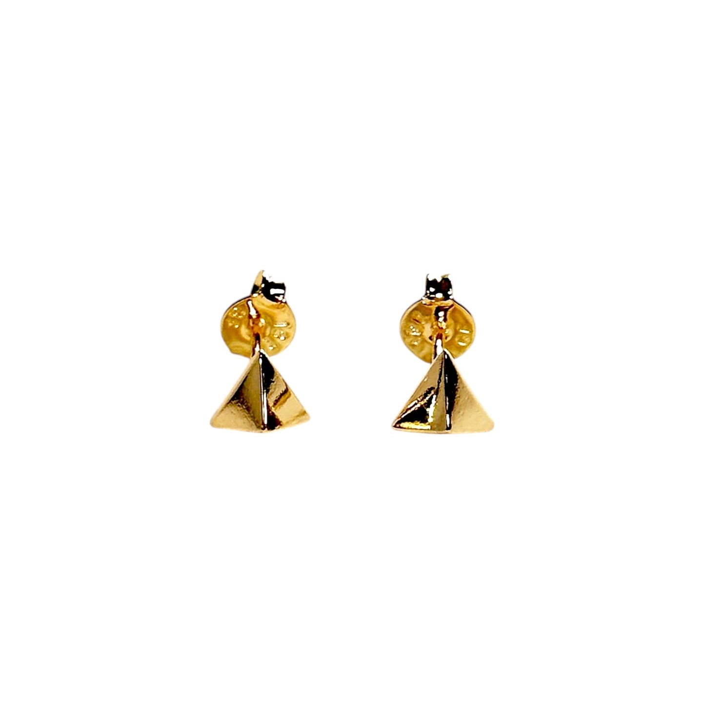 Faceted Triangle Studs 18k Gold Filled Earrings