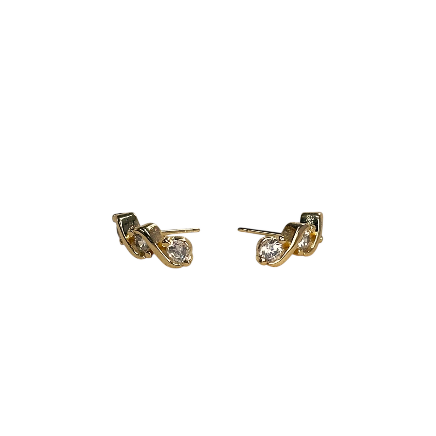 15mm Triple CZ Stud 18k Gold Filled Earrings