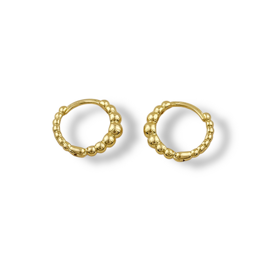 15mm Textured Ball Huggie Hoop 18k Gold Filled Earrings
