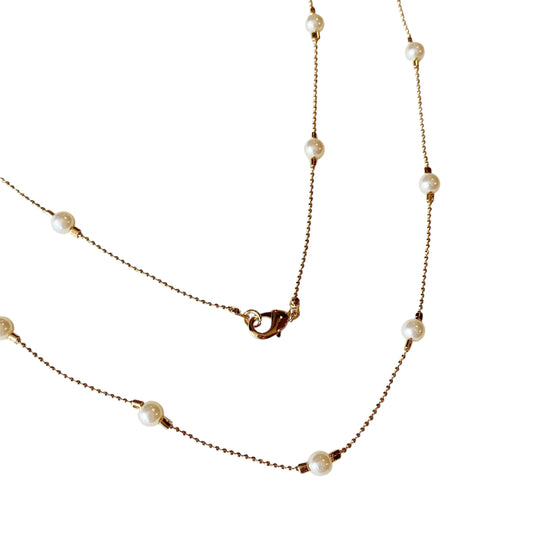 Long Pearl 18k Gold Filled Necklace
