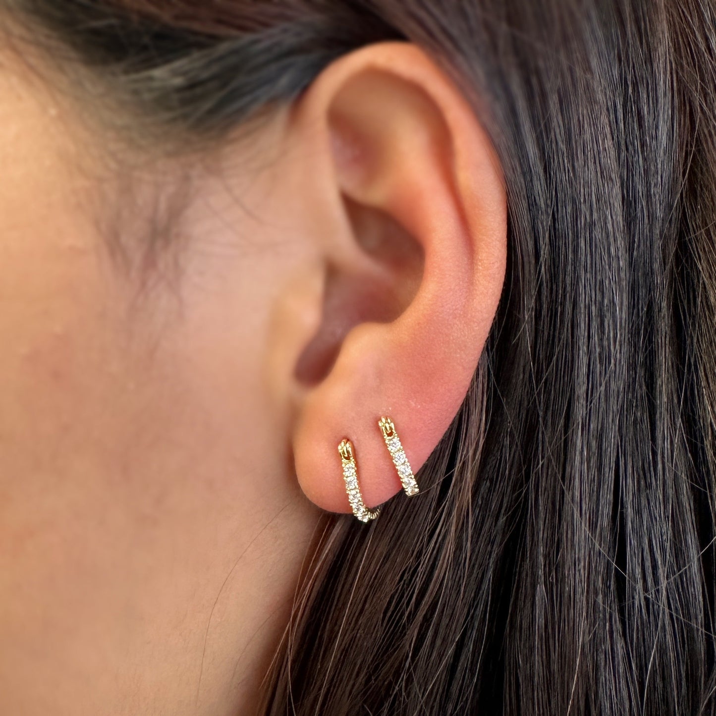 12mm CZ Hoop 18K Gold Filled Earrings