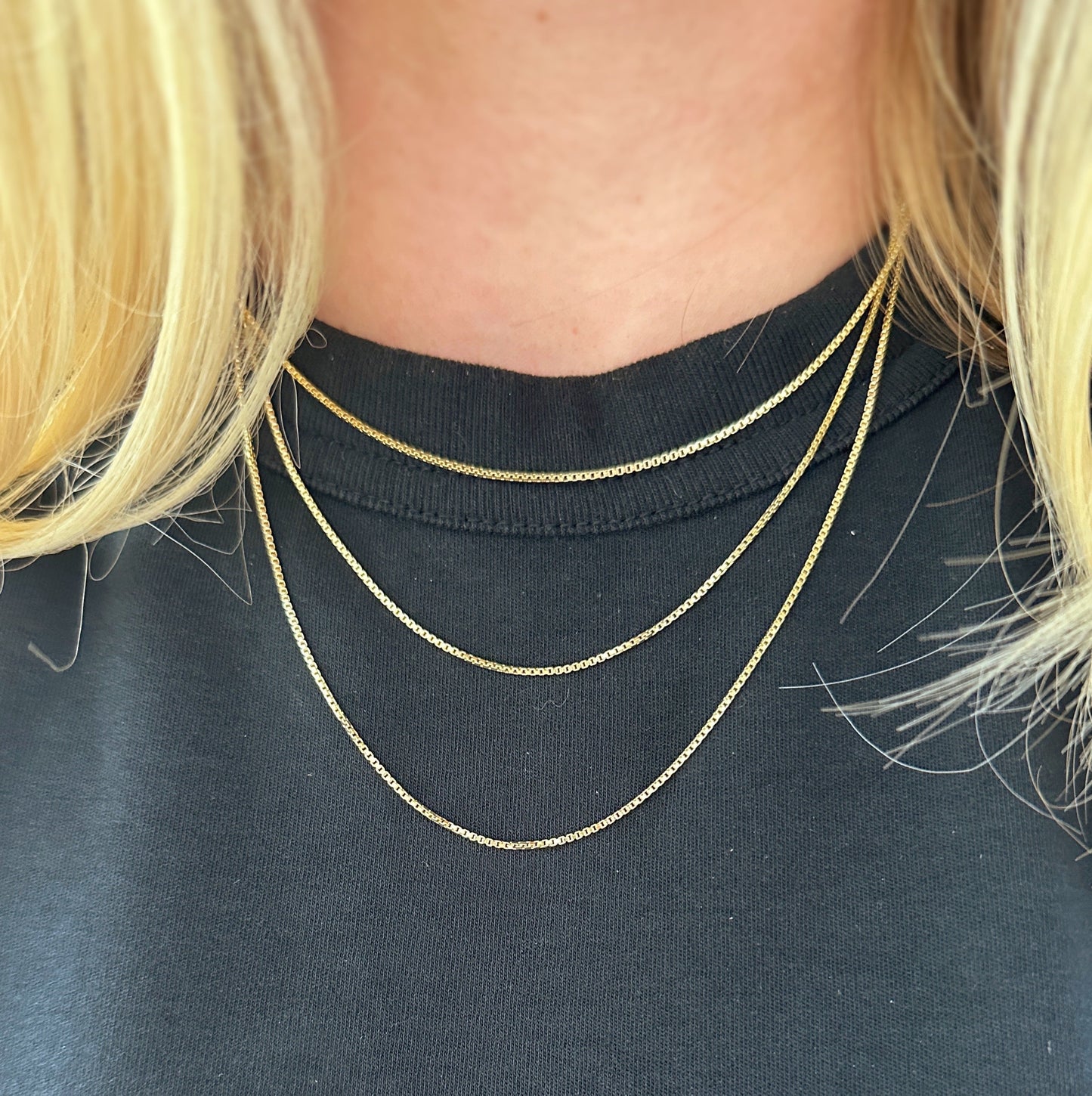 1mm Box Chain 18K Gold Filled Necklace