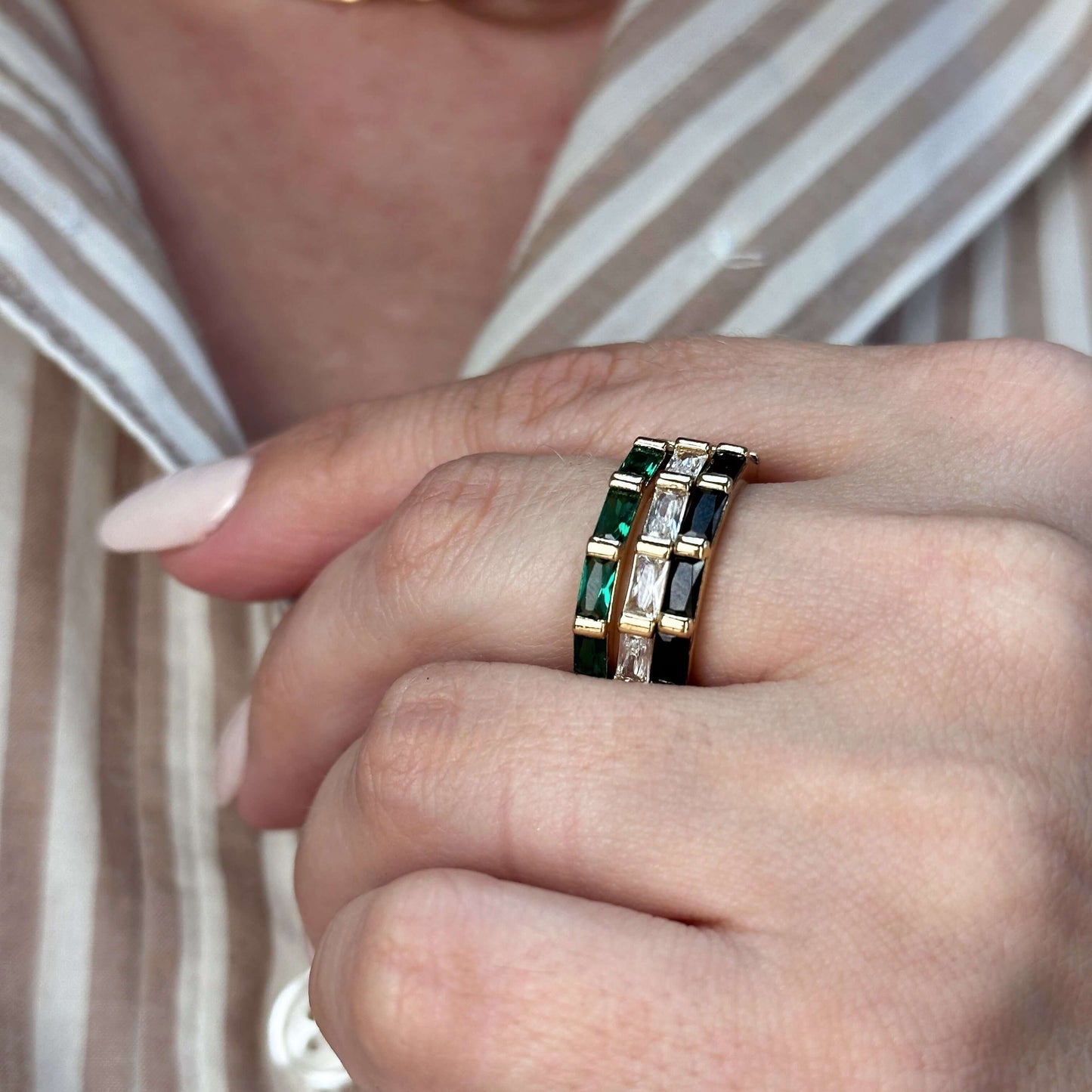 Baguette CZ Eternity Band 18k Gold Filled Ring