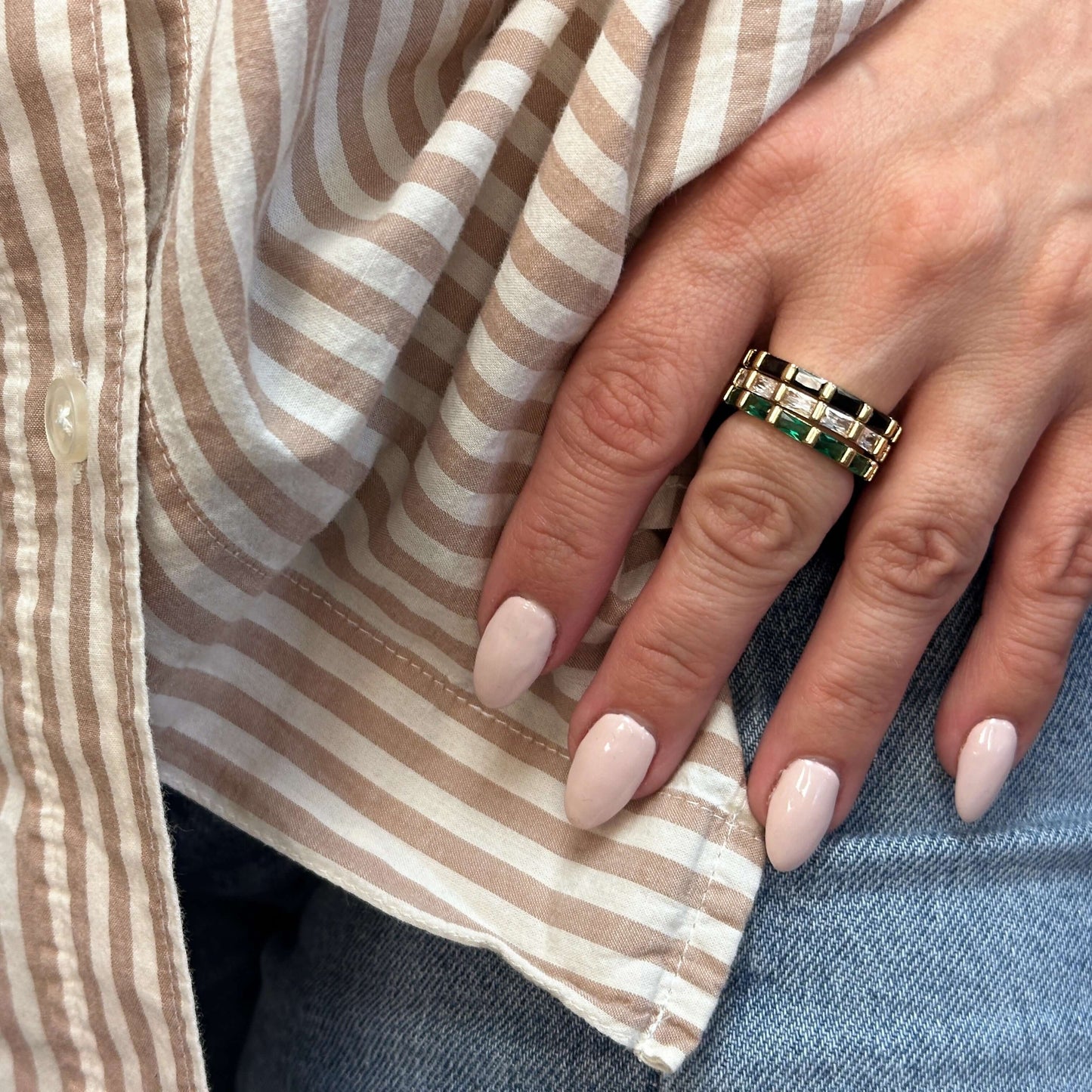 Baguette CZ Eternity Band 18k Gold Filled Ring