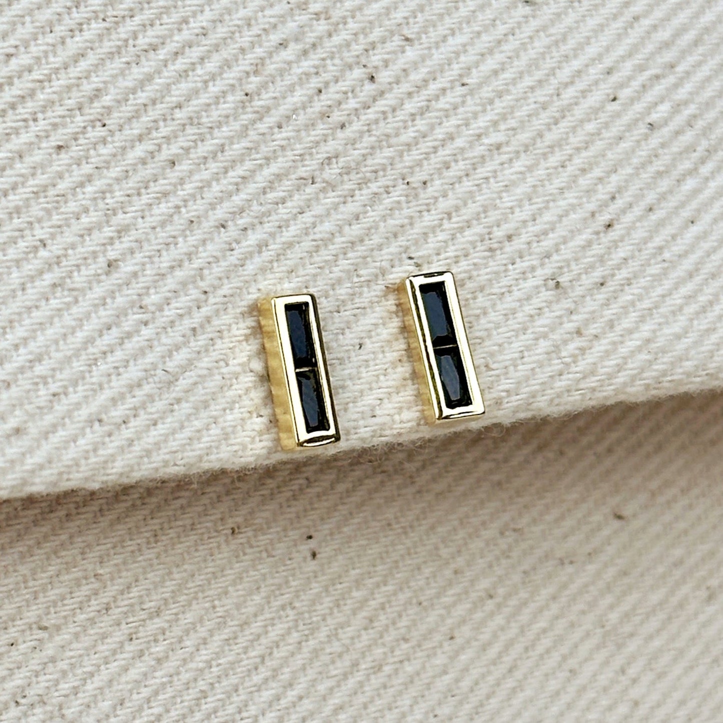 10mm Split Baguette CZ Stud 18k Gold Filled Earring