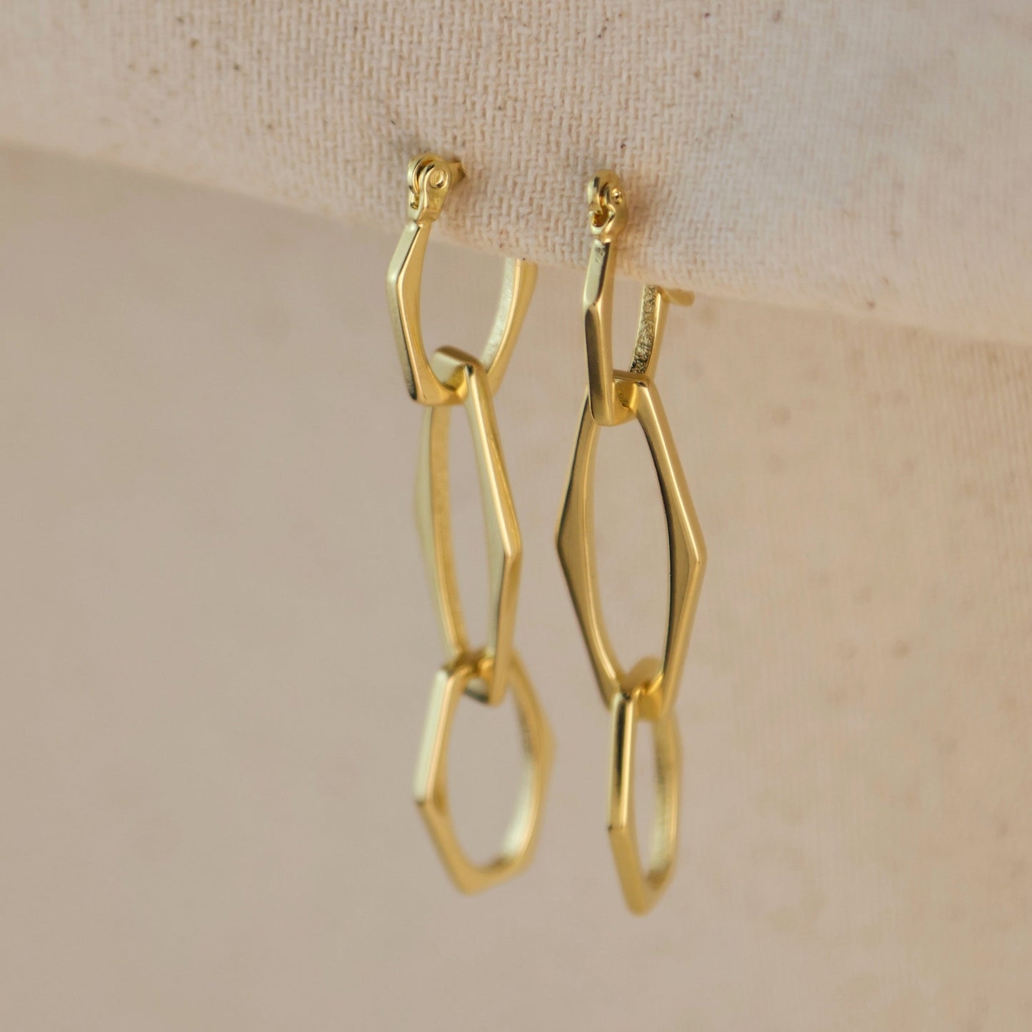 45mm Geometric Drop 18k Gold Filled Earrings
