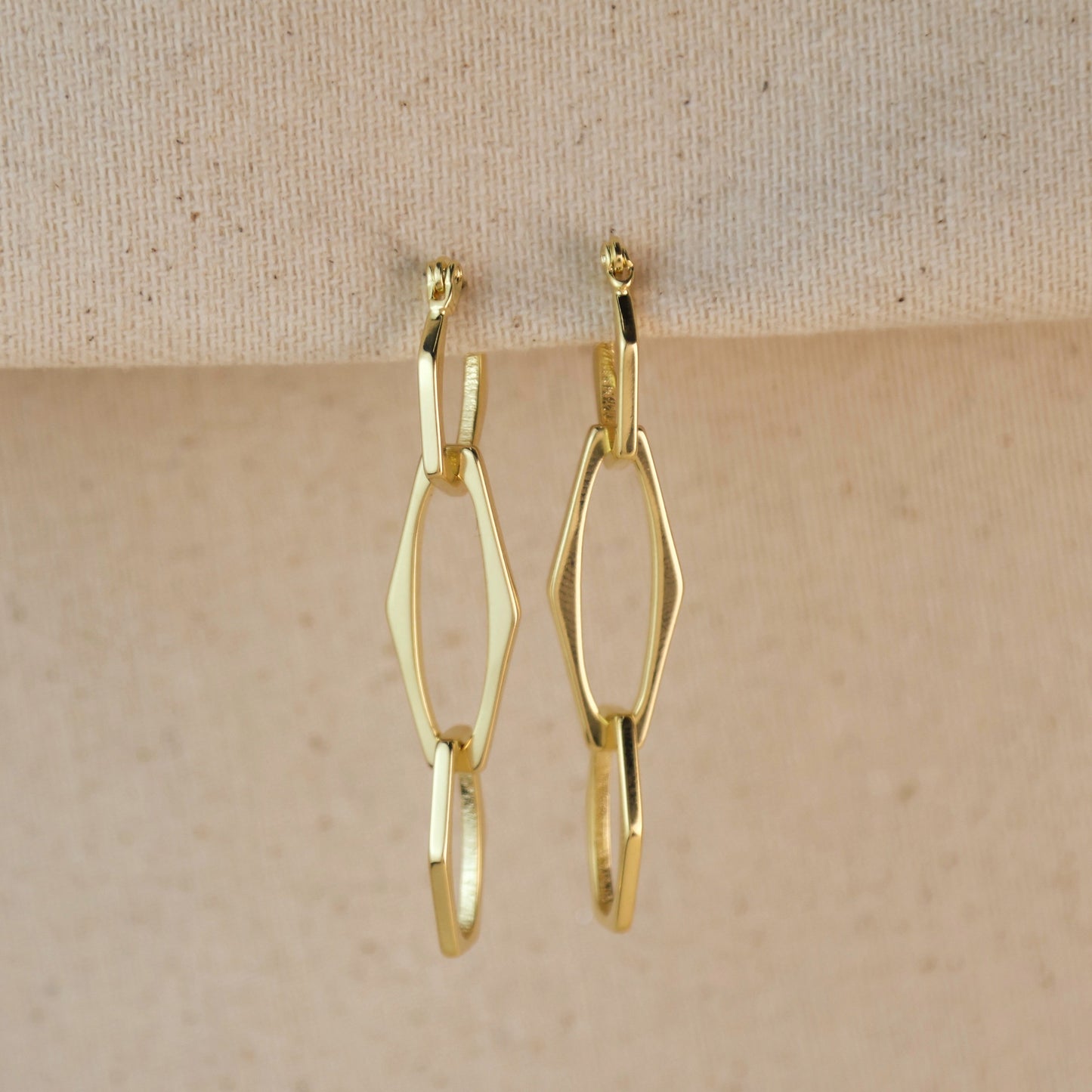 45mm Geometric Drop 18k Gold Filled Earrings