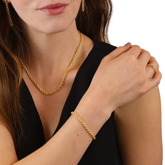 Double Link Rolo Chain 18k Gold Filled Bracelet