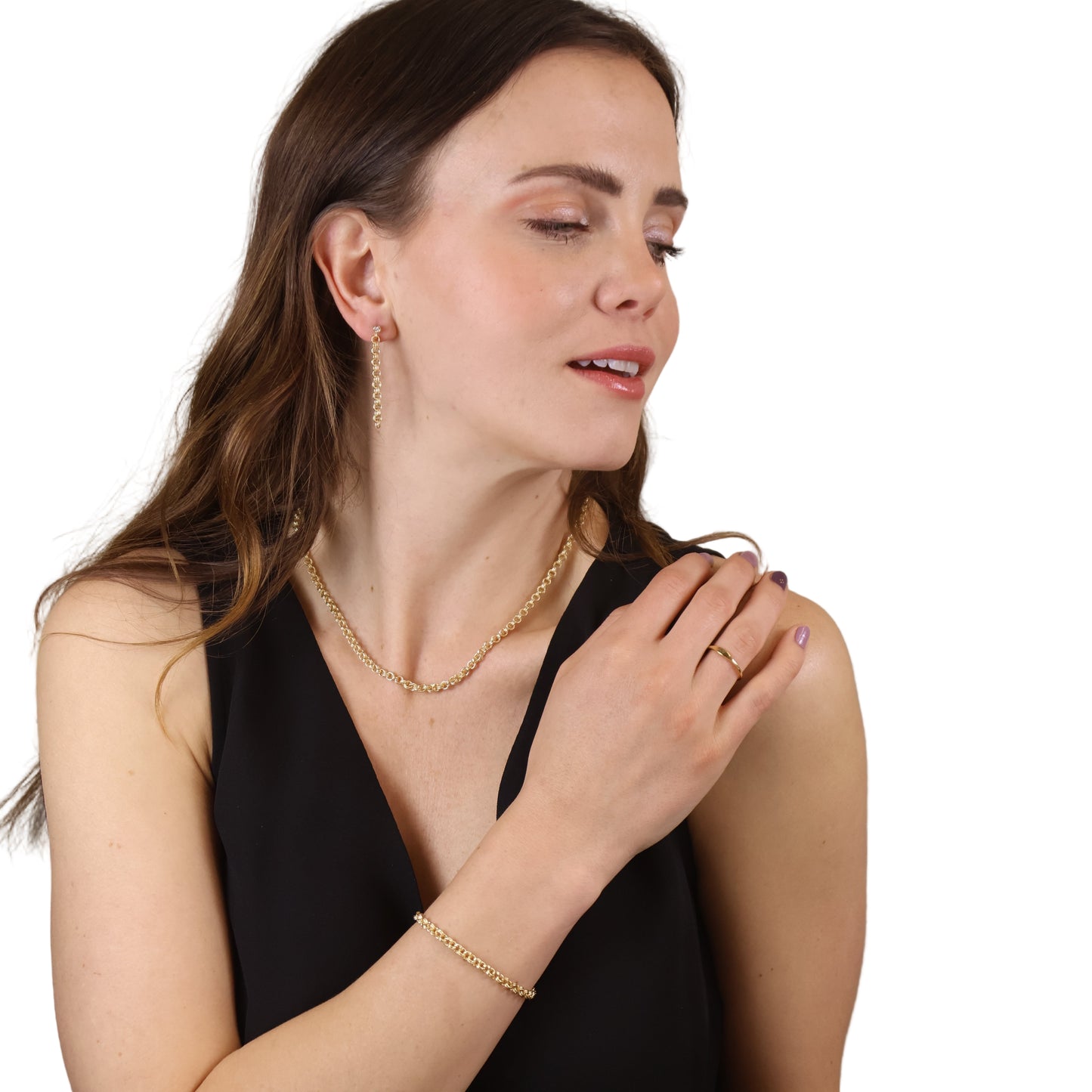 Double Link Rolo Chain 18k Gold Filled Bracelet