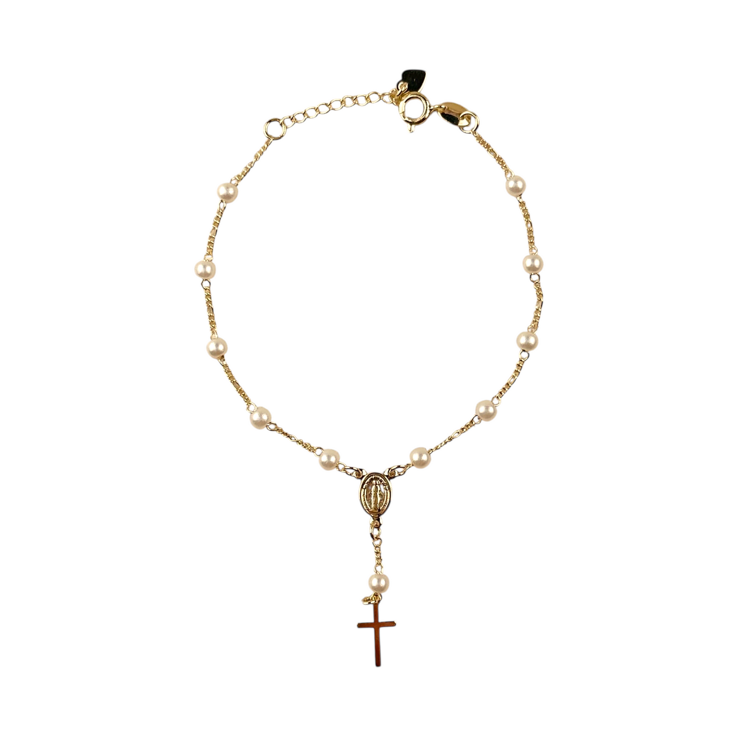 Pearl & Figaro Rosary 18k Gold Filled Bracelet