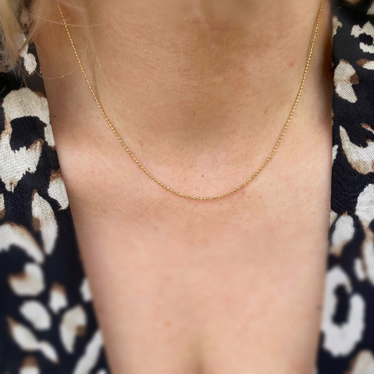GoldFi 18k Gold Filled 1.0mm Ball Chain Diamond Cut Thin Delicate Chain