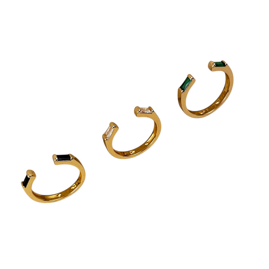 Baguette CZ Open 18k Gold Filled Ring