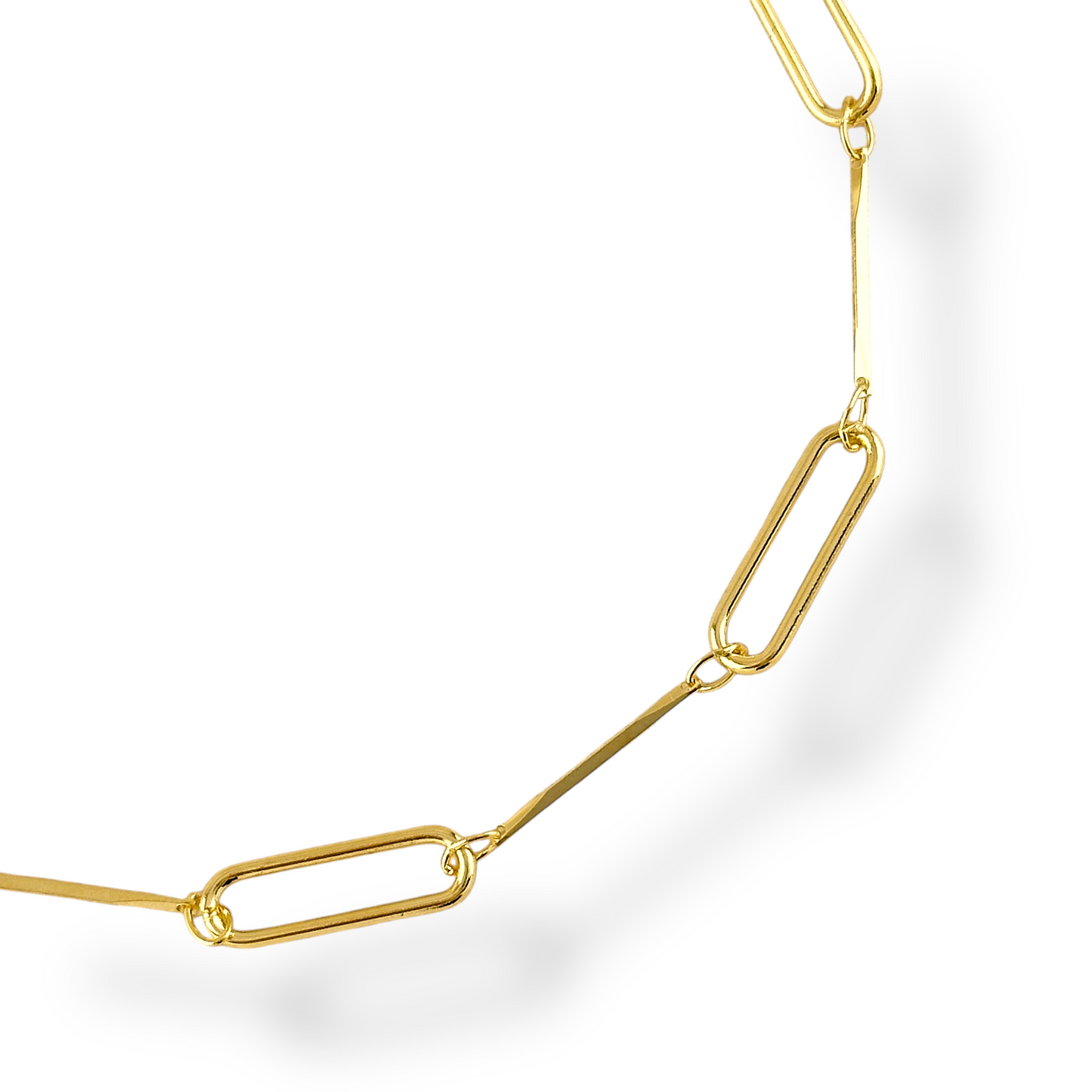 Paperclip & Bar Station Chain 18k Gold Filled Bracelet