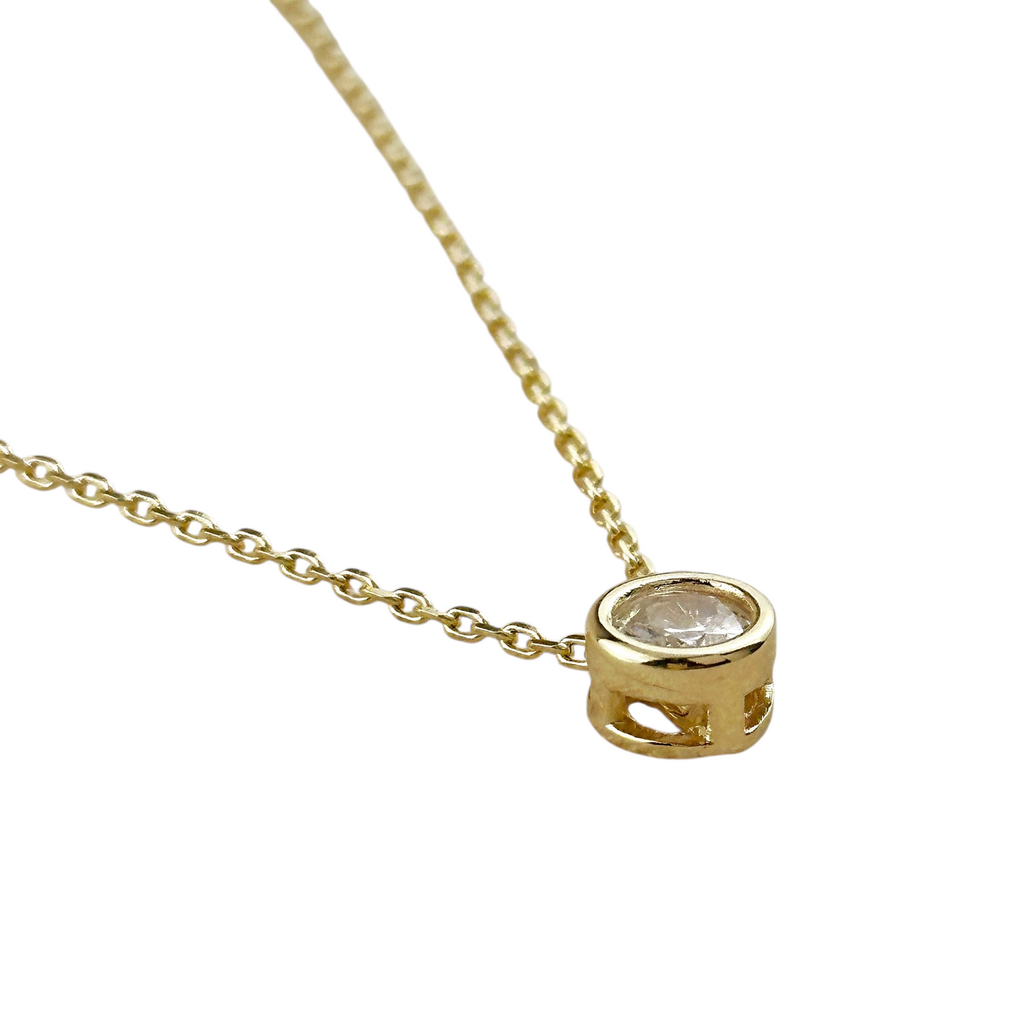 6.5mm Solitaire CZ 18k Gold Filled Necklace