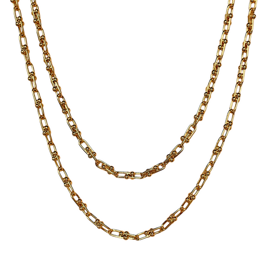 Ball Detailed Link Chain 18k Gold Filled Necklace
