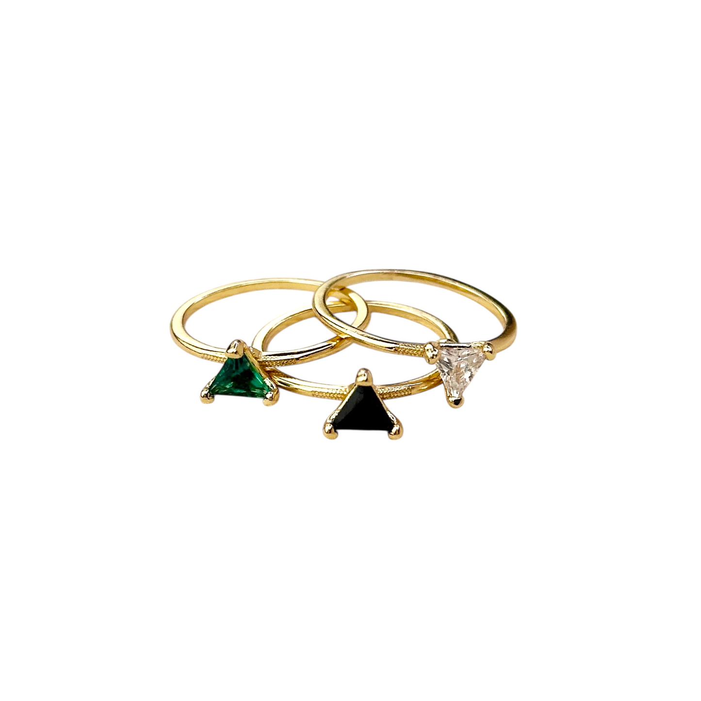 Triangle Cut CZ Solitaire 18k Gold Filled Ring