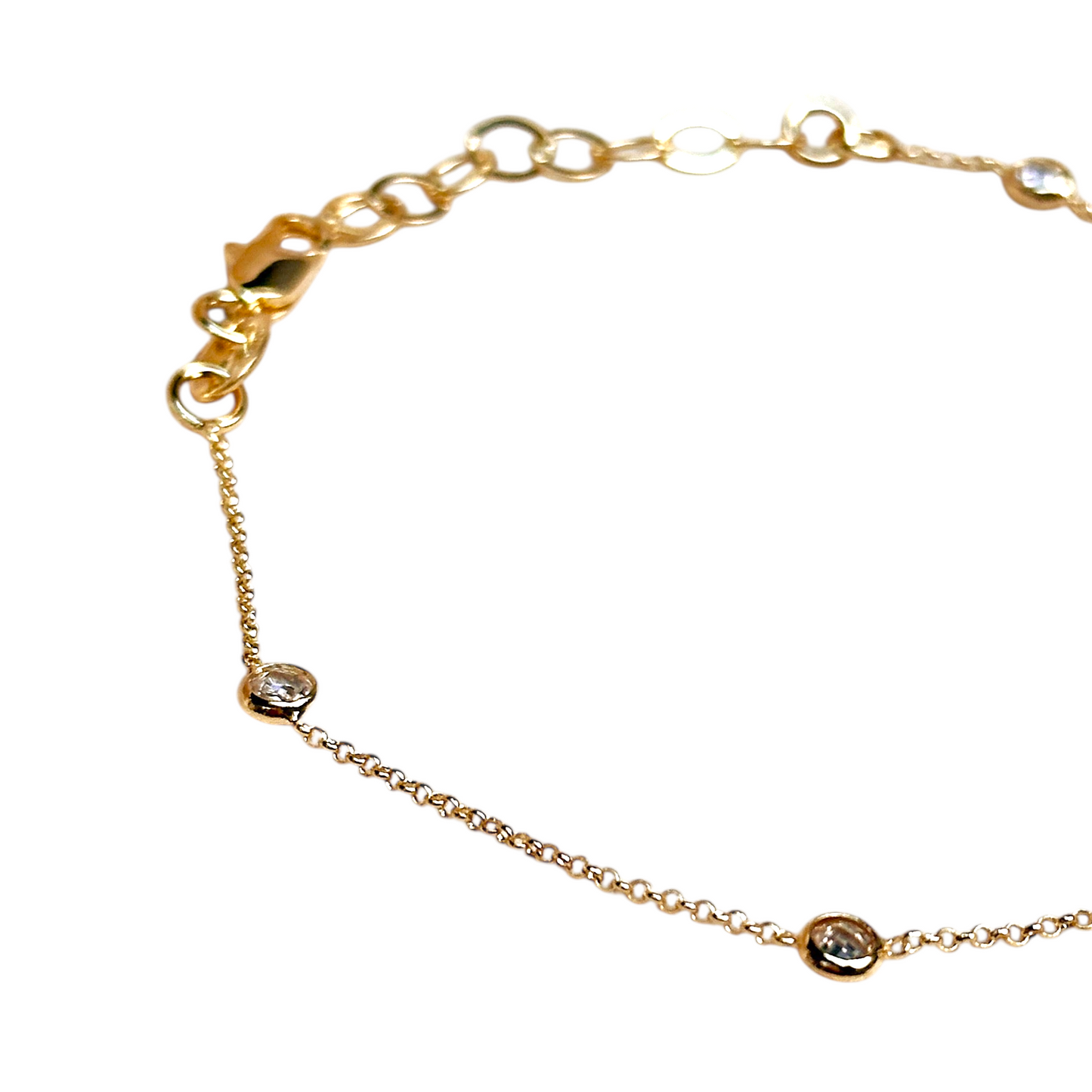 Round CZ Bezel 18k Gold Filled Bracelet