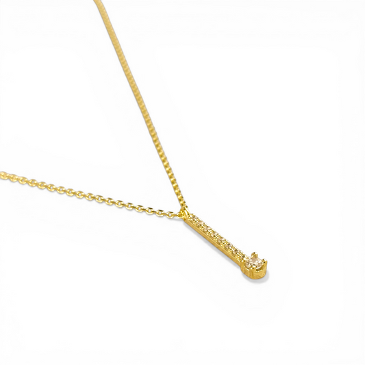 Pavé CZ Bar with Solitaire 18K Gold Filled Necklace