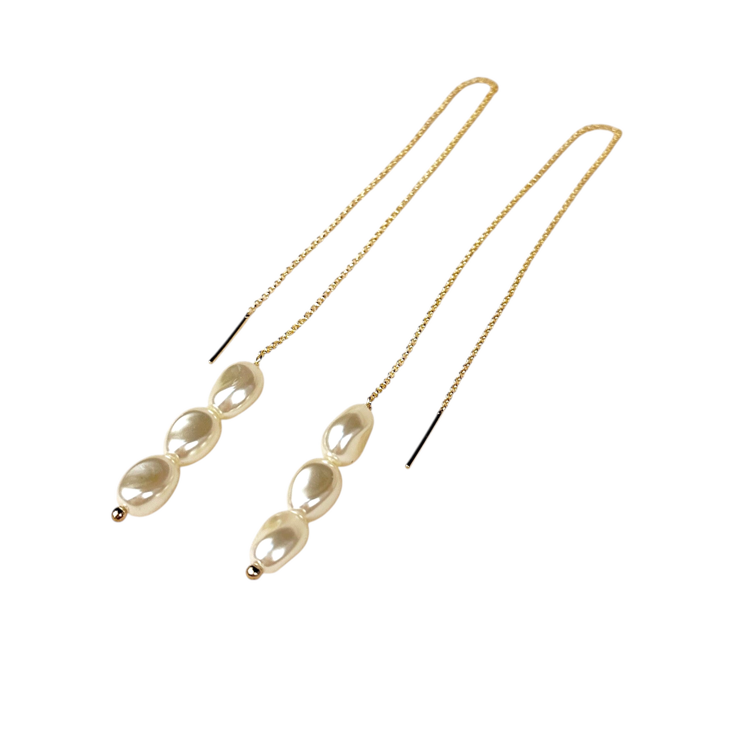 90mm Baroque Pearl Thread 18k Gold Filled Earrings