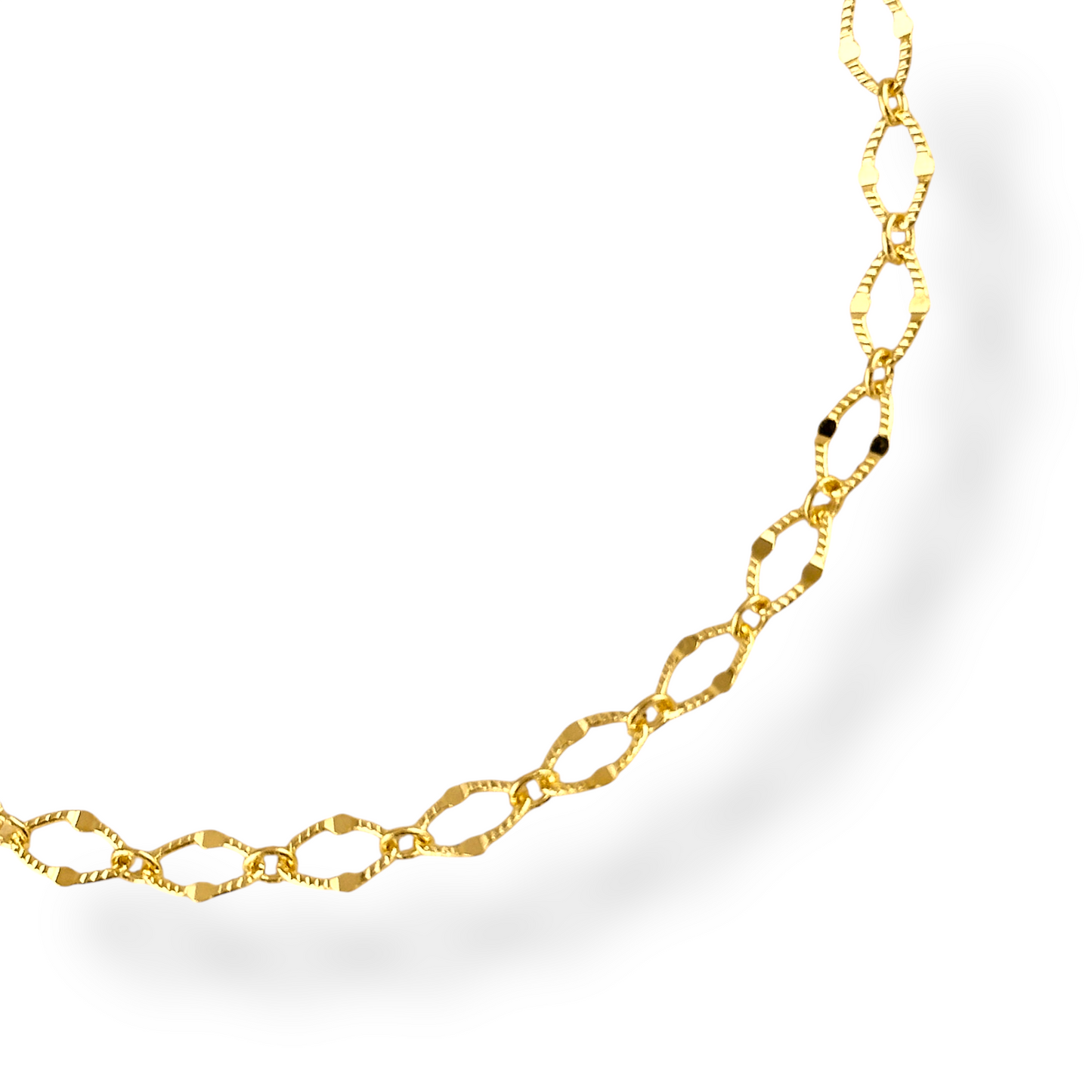 Diamond Cut Marquise Link Chain 18K Gold Filled Bracelet