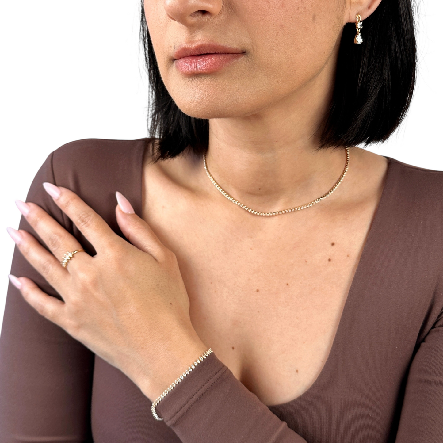 3mm Marquise CZ 18k Gold Filled  Riviera Necklace