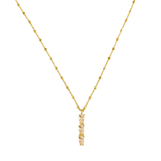 Triple Heart CZ Satellite Chain 18K Gold Filled Necklace