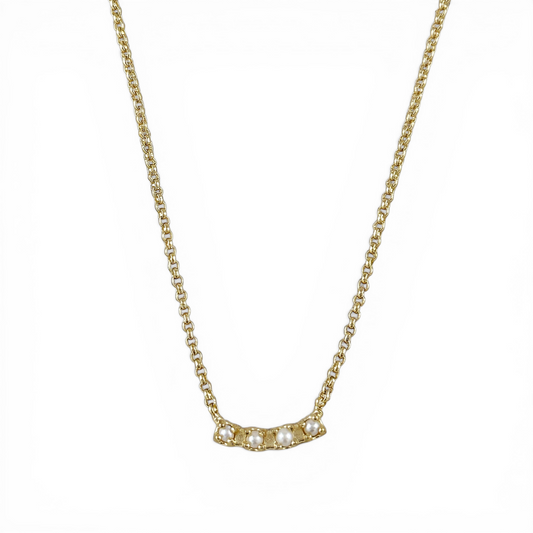 Freshwater Pearls Curved Bar 18K Gold Filled Necklace