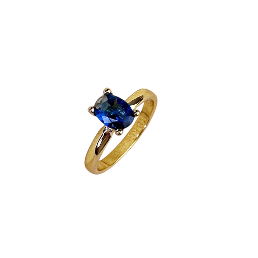 Royal Blue CZ Solitaire 18k Gold Filled Ring