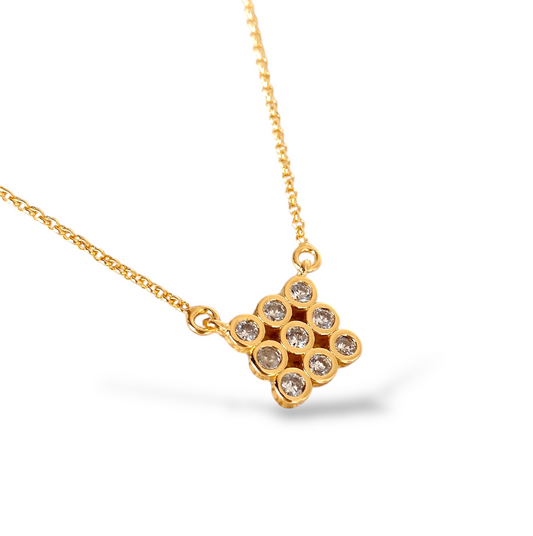 3x3 CZ Cluster 18K Gold Filled Necklace