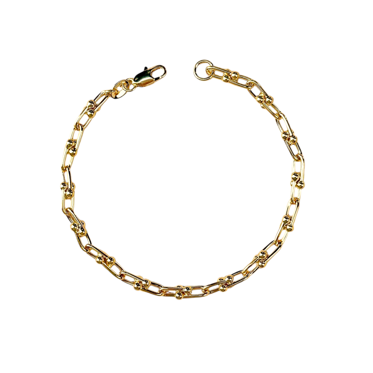 Ball Detailed Link Chain 18k Gold Filled Bracelet