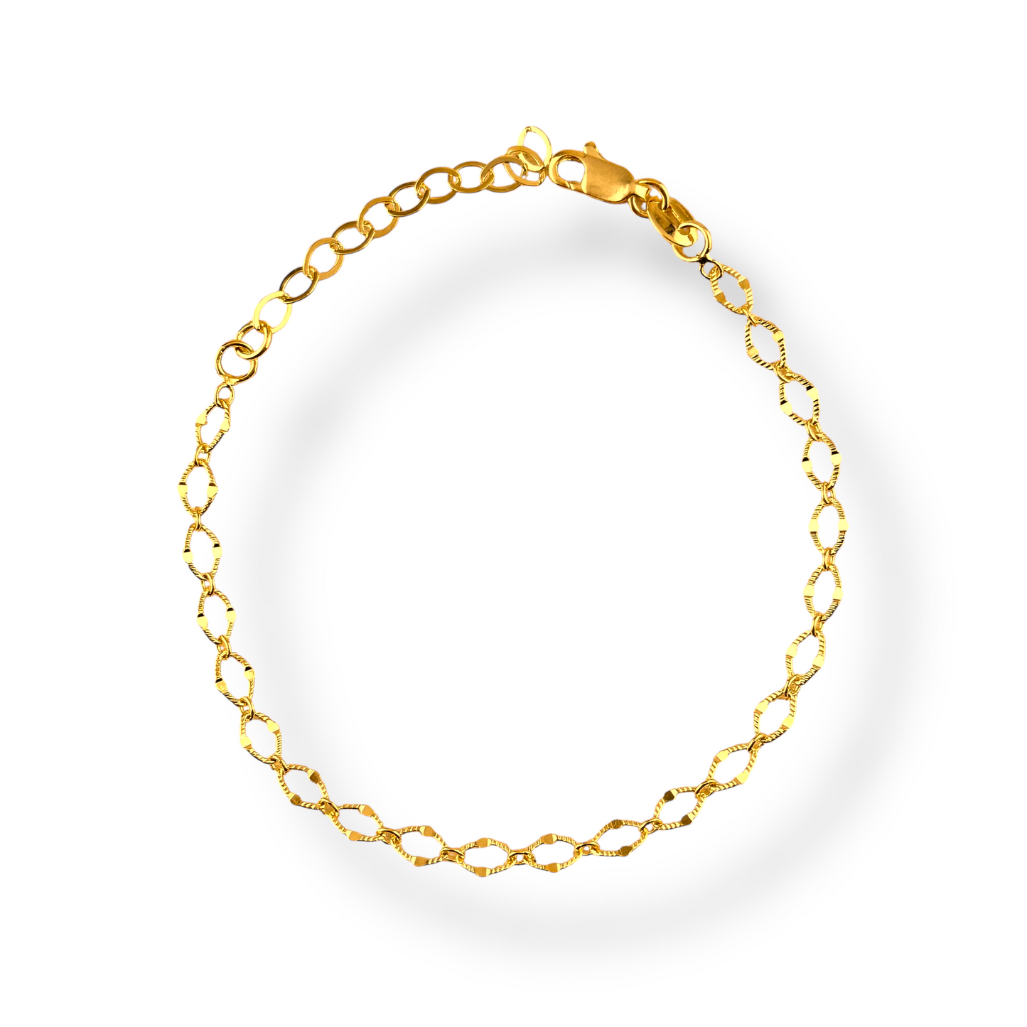 Diamond Cut Marquise Link Chain 18K Gold Filled Bracelet