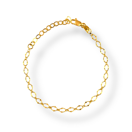 Diamond Cut Marquise Link Chain 18K Gold Filled Bracelet